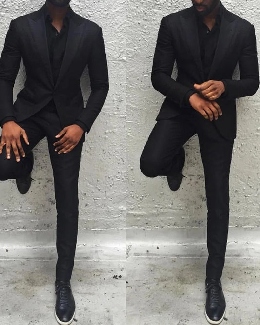 Men Black Single Breasted Party Wear Suits